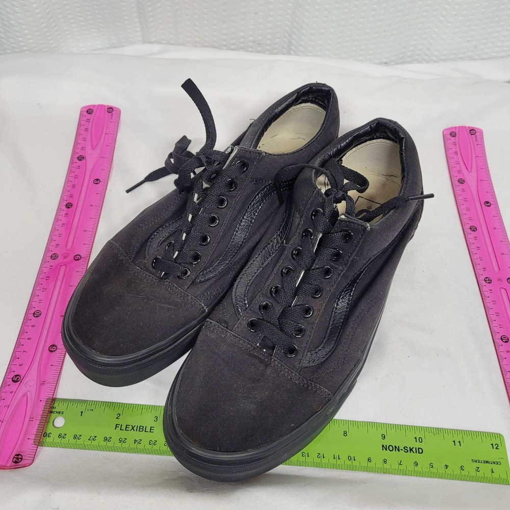 Vans Old Skool Triple Black Canvas Suede Skate Shoes Mens 8.5 Womens 10